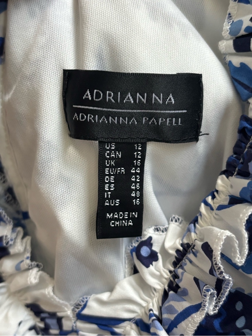 Adrianna Papell Ruffle Midi Dress w/ Blue & White Floral Print, Size 12, NWT - Picture 6 of 8
